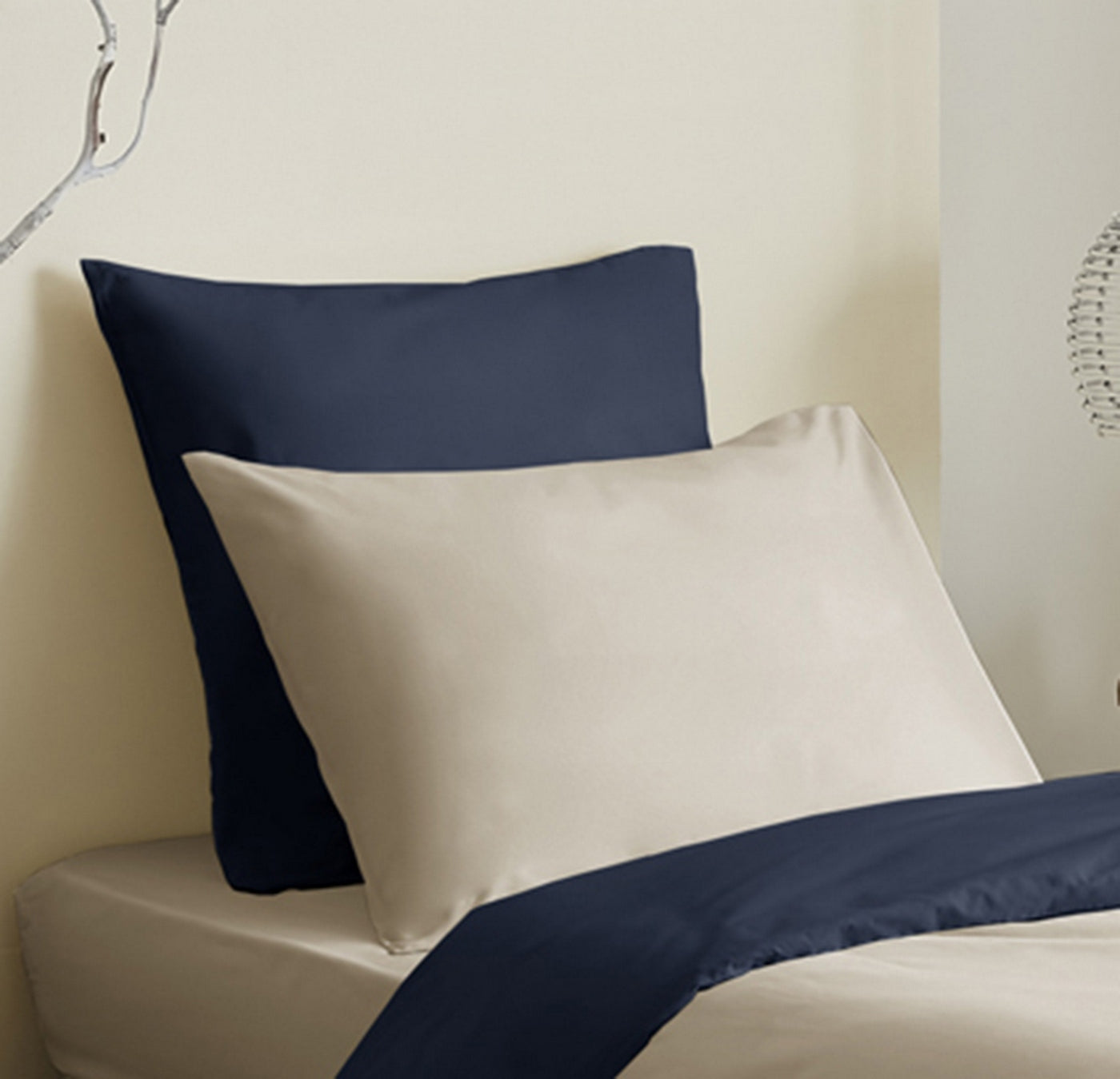 Pack Housse De Couette 4 Pièces - 100% Coton - Lin/Marine