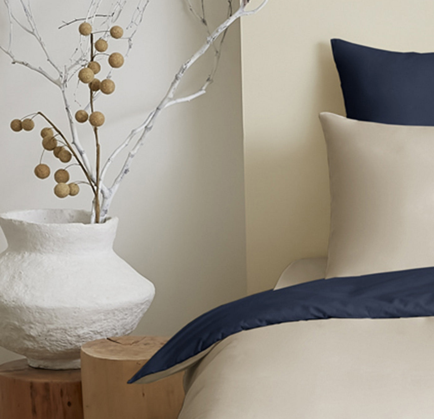 Pack Housse De Couette 4 Pièces - 100% Coton - Lin/Marine
