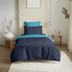 Pack Housse De Couette - 100% Coton - Marine/Turquoise