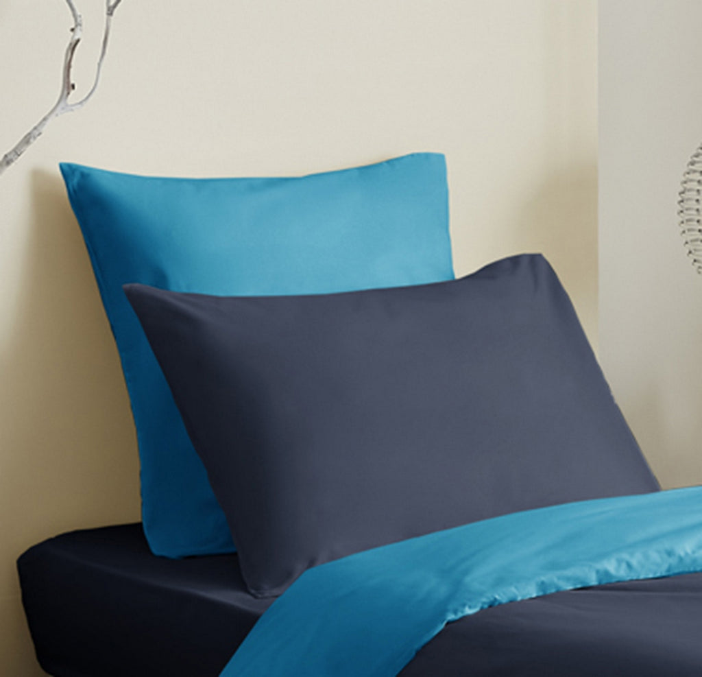 Pack Housse De Couette - 100% Coton - Marine/Turquoise