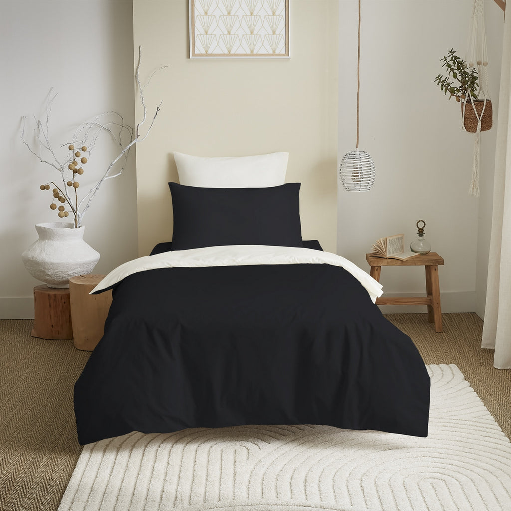 Pack Housse De Couette - 100% Coton - Noir/Blanc