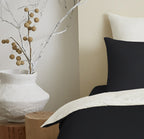 Pack Housse De Couette - 100% Coton - Noir/Blanc