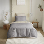 Pack Housse De Couette 4 Pièces - 100% Coton - Taupe/Lin