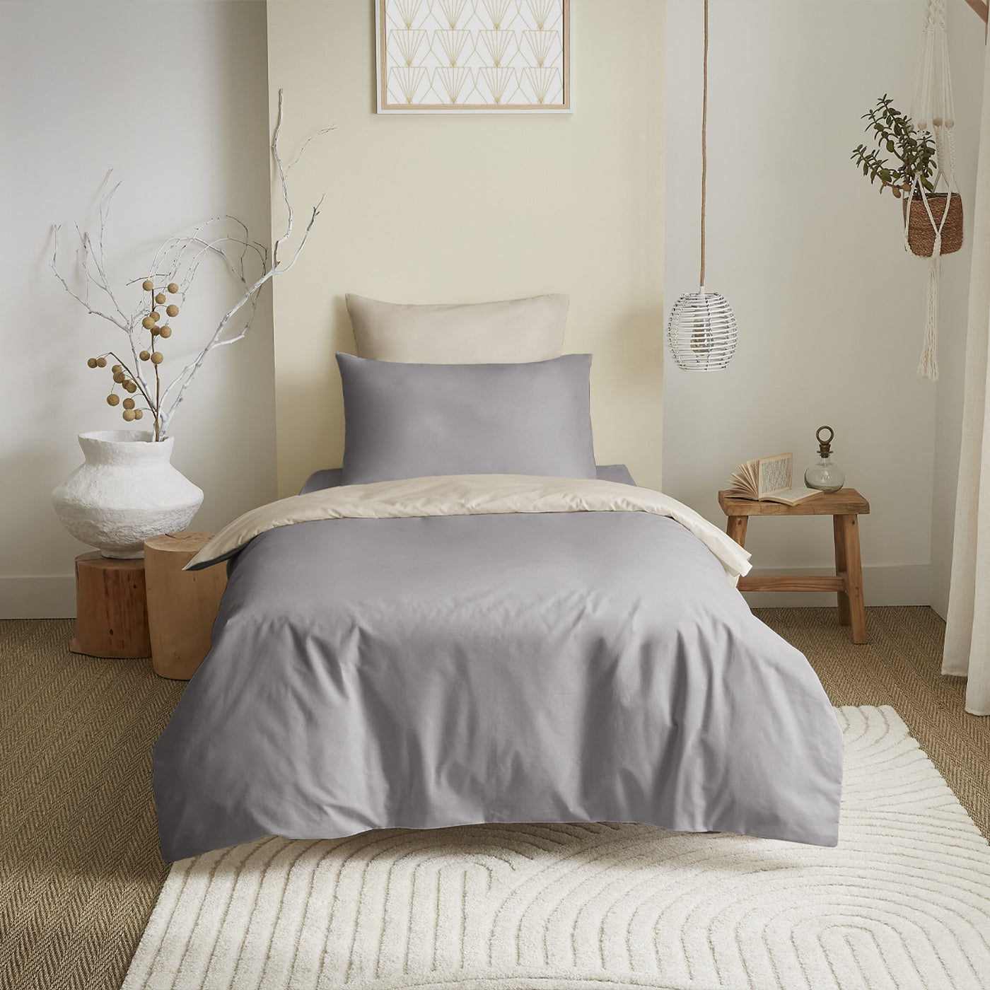 Pack Housse De Couette 4 Pièces - 100% Coton - Taupe/Lin