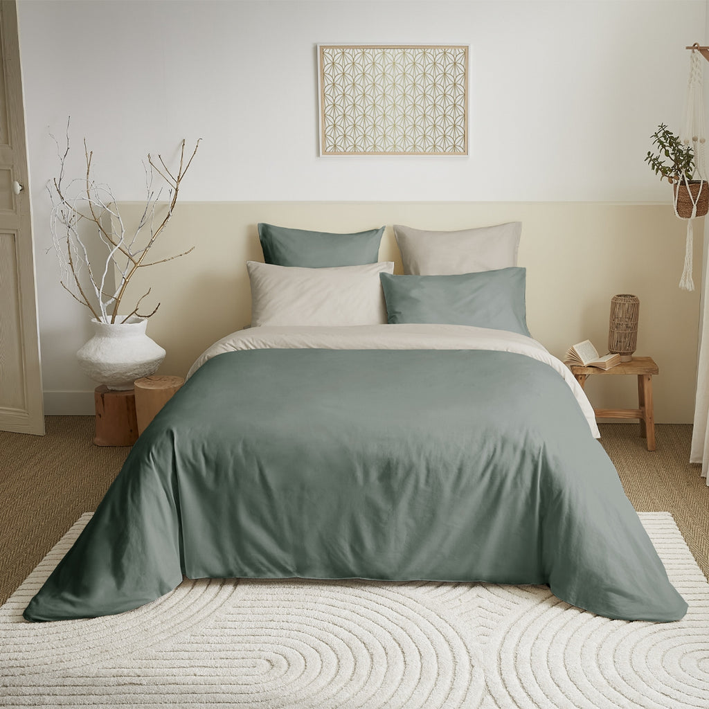 Pack Housse De Couette - 100% Coton - Eucalyptus/Ficelle
