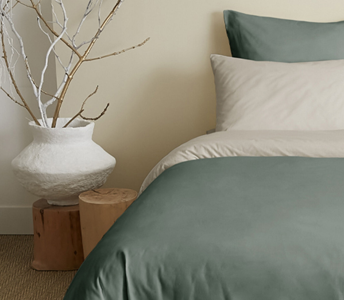 Pack Housse De Couette - 100% Coton - Eucalyptus/Ficelle