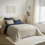 Pack Housse De Couette 6 Pièces - 100% Coton - Lin/Marine