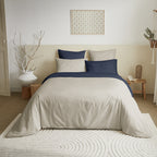 Pack Housse De Couette 6 Pièces - 100% Coton - Lin/Marine