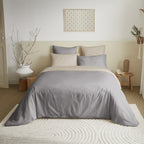 Pack Housse De Couette 6 Pièces - 100% Coton - Taupe/Lin