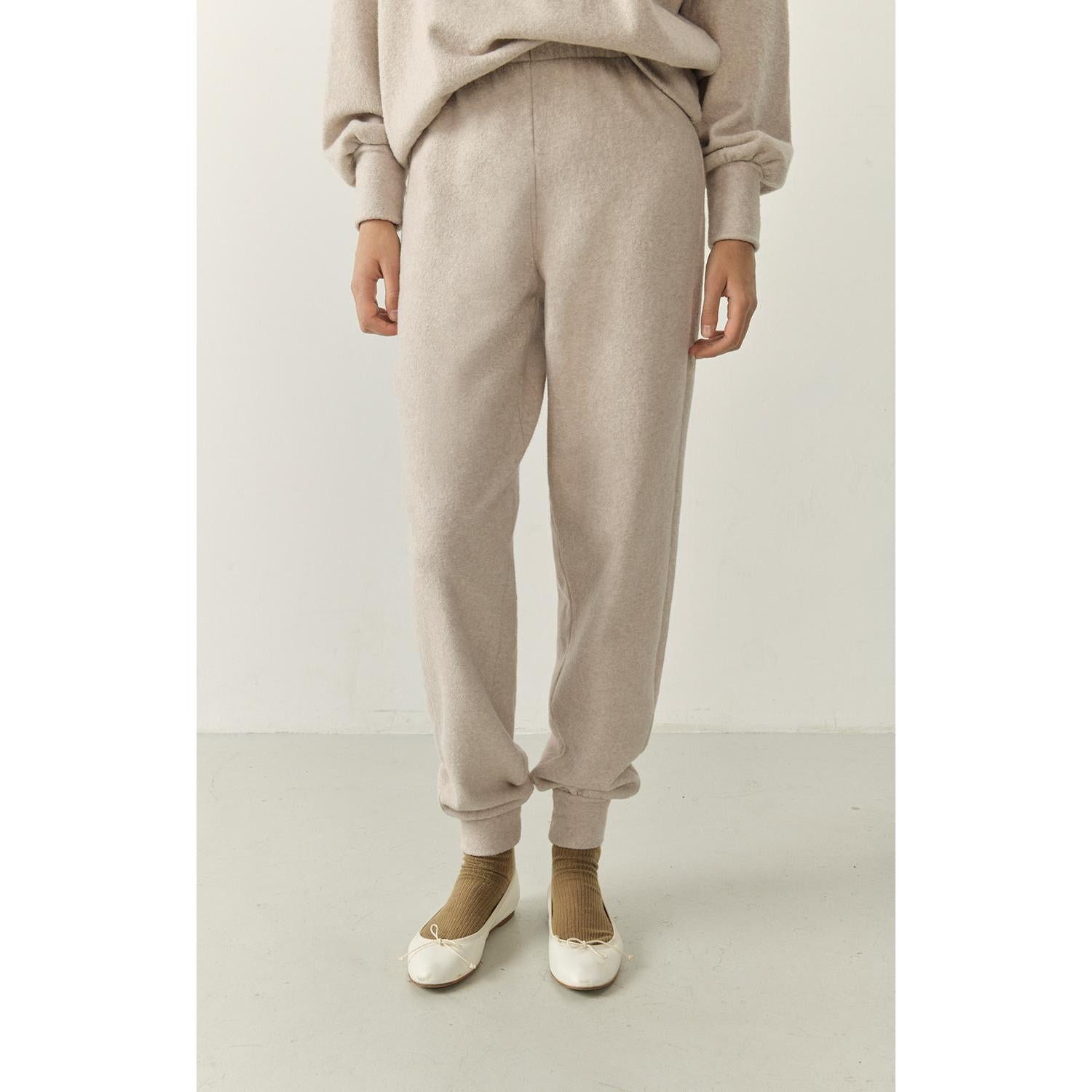 Straight-Leg Joggers - Heathered Beige - Women