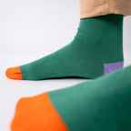 Chaussettes En Coton Peigné Unies - Vert Chiné