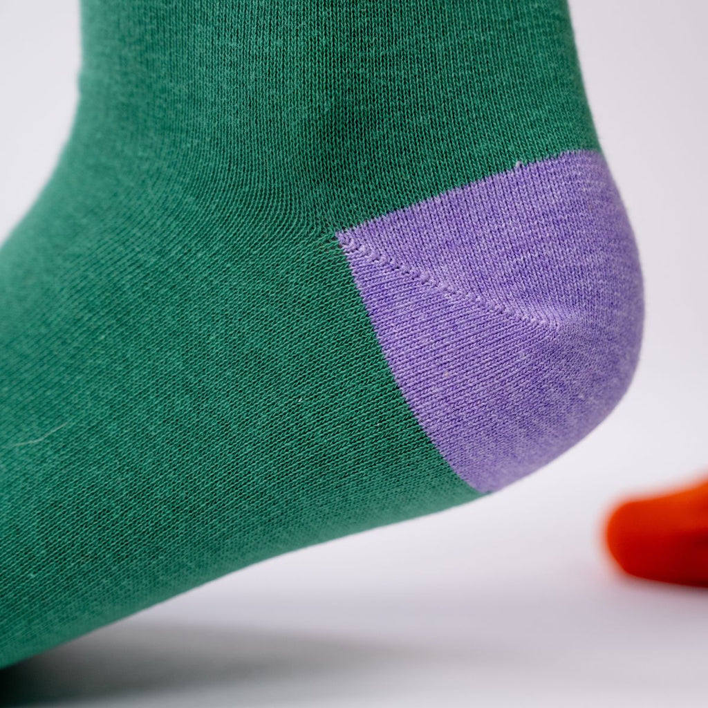 Chaussettes En Coton Peigné Unies - Vert Chiné