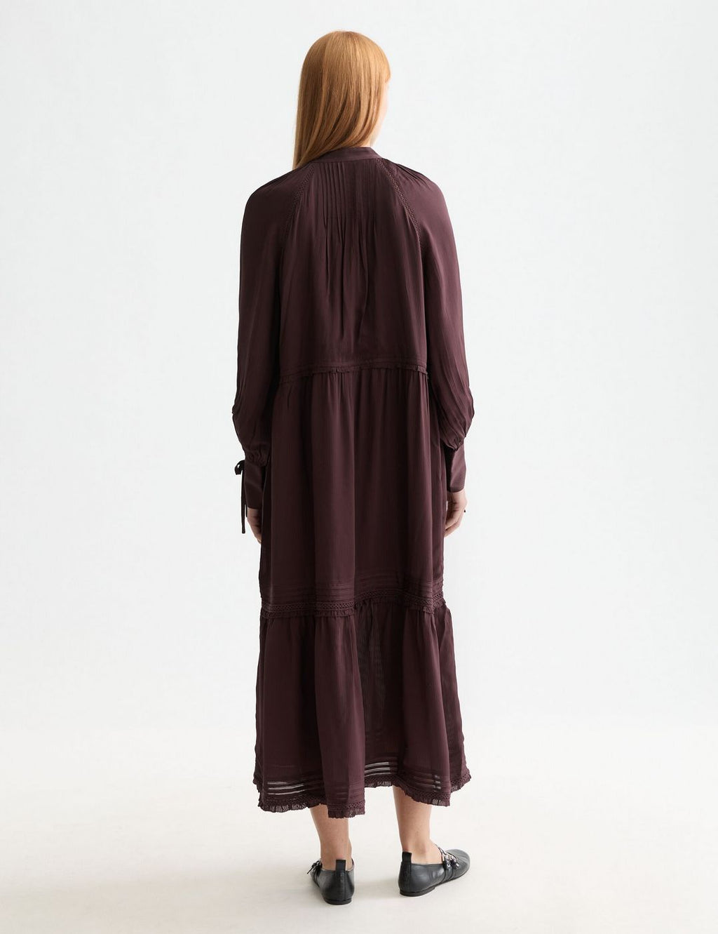 Maxi Dress with Lace Details - Chocolate Plum
