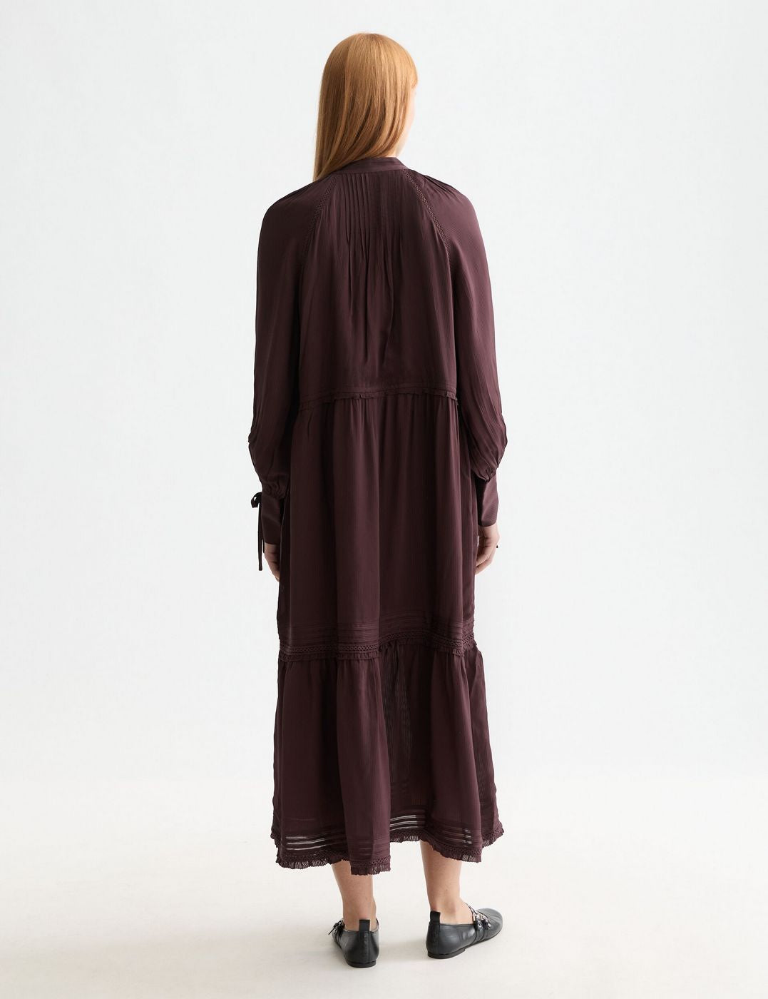 Maxi Dress with Lace Details - Chocolate Plum