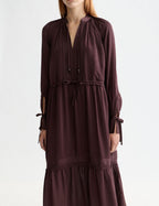 Maxi Dress with Lace Details - Chocolate Plum