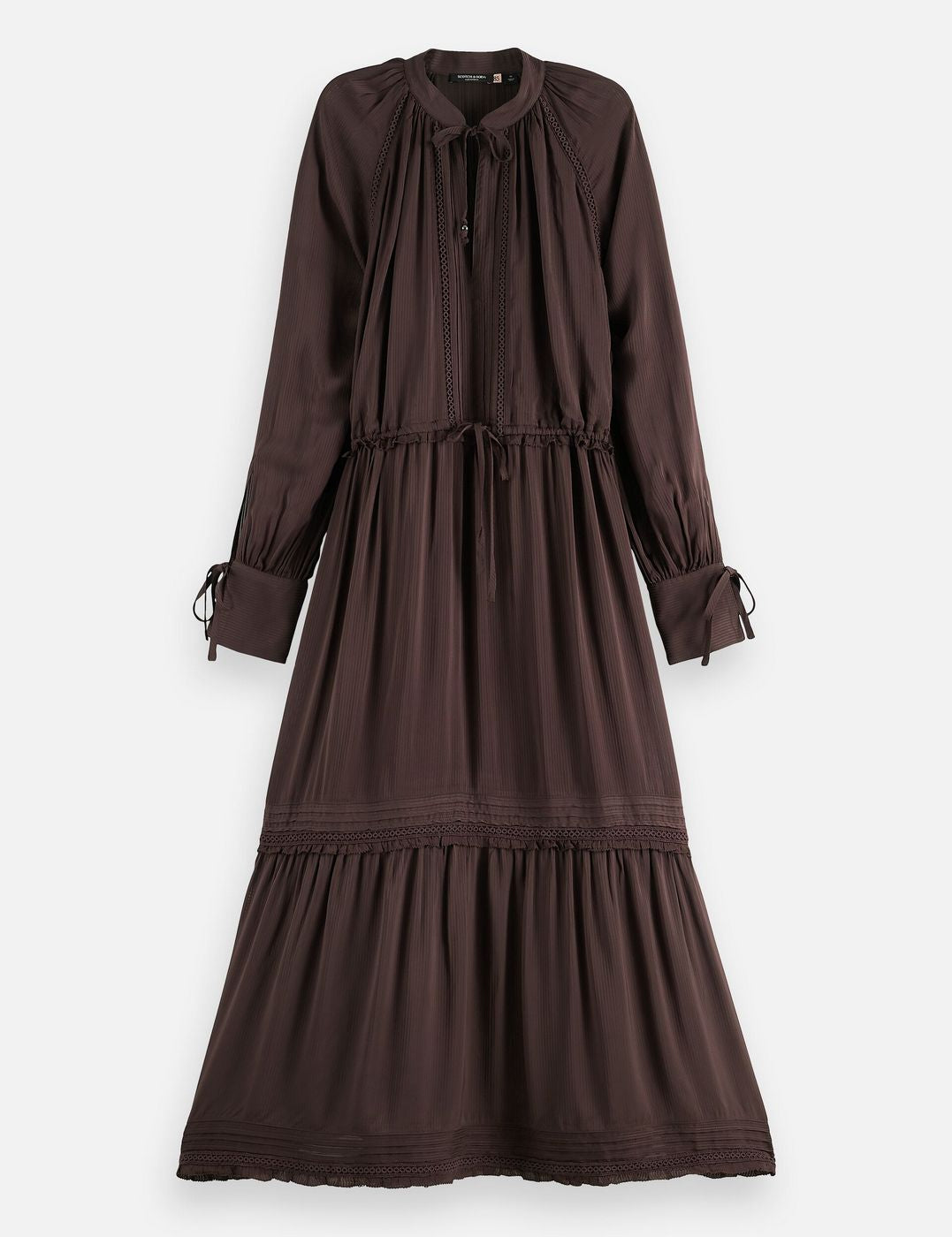 Maxi Dress with Lace Details - Chocolate Plum