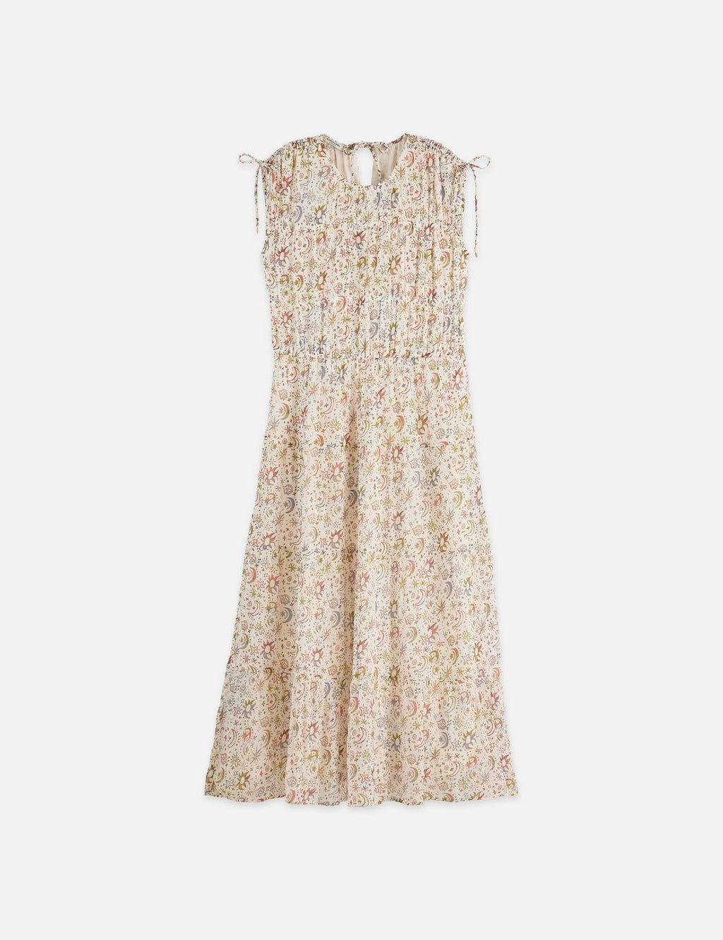 Robe Gathered Midi With Ties - Cosmic Sky Eggnog