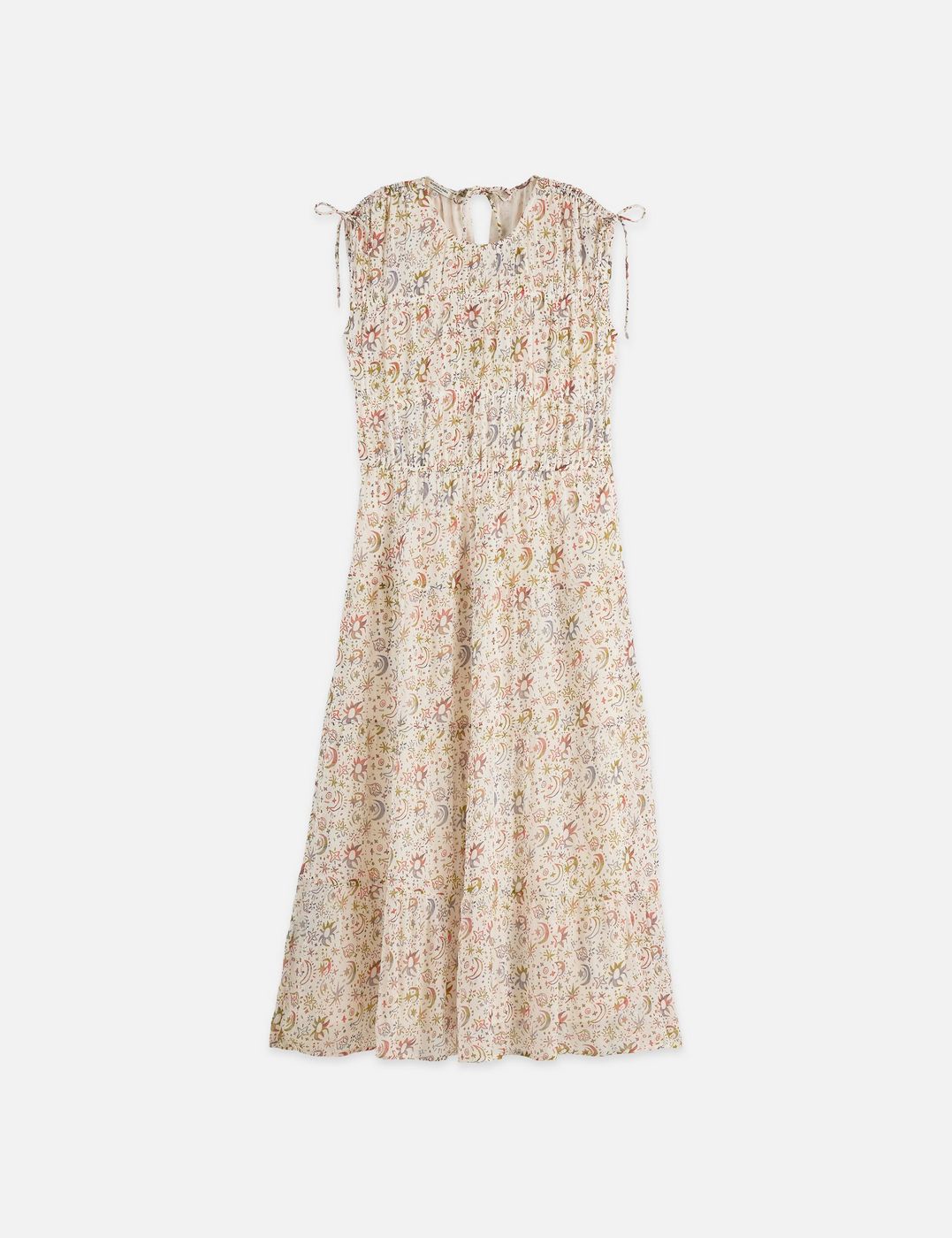 Robe Gathered Midi With Ties - Cosmic Sky Eggnog