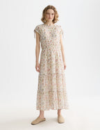 Robe Gathered Midi With Ties - Cosmic Sky Eggnog