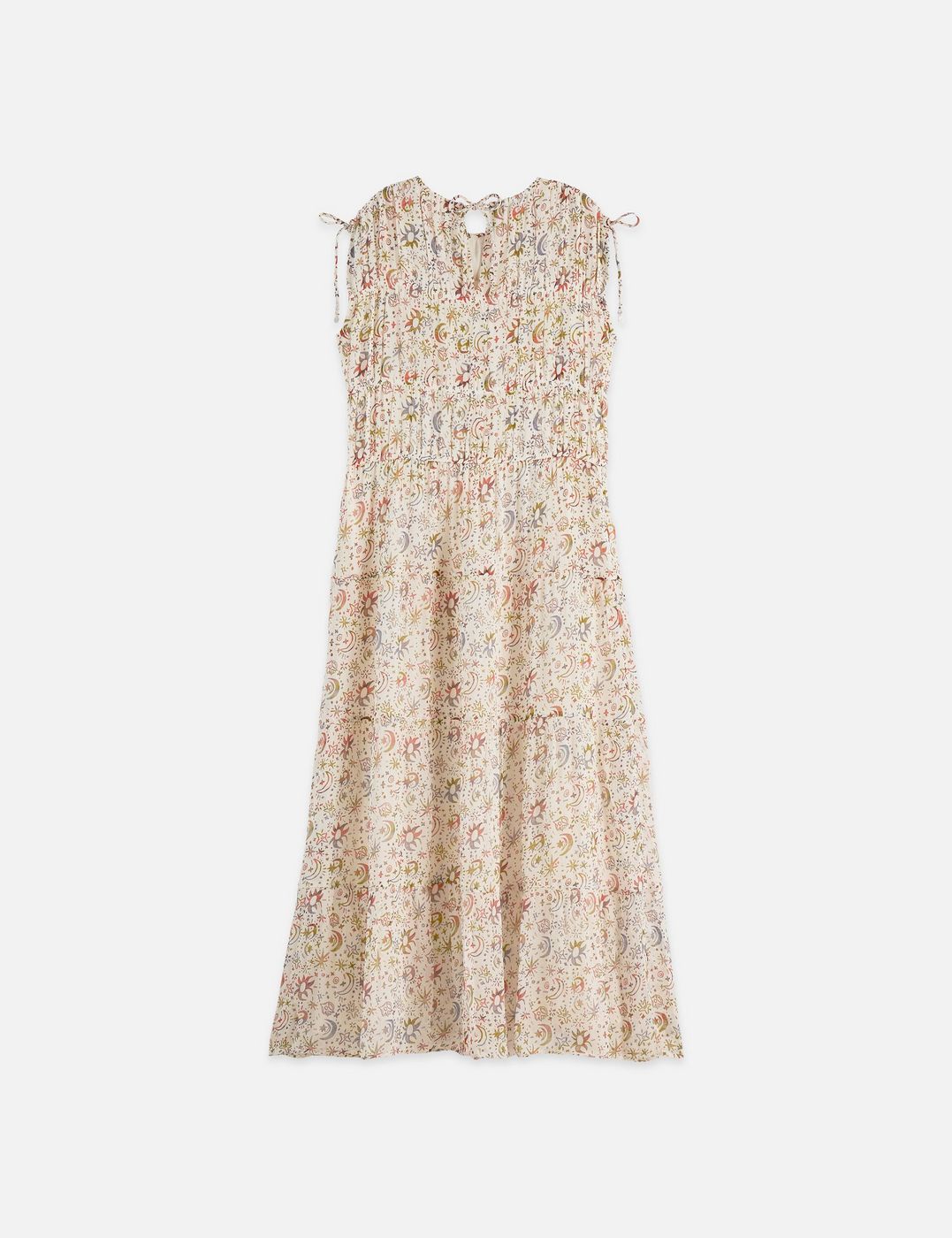 Robe Gathered Midi With Ties - Cosmic Sky Eggnog
