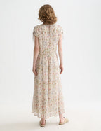 Robe Gathered Midi With Ties - Cosmic Sky Eggnog