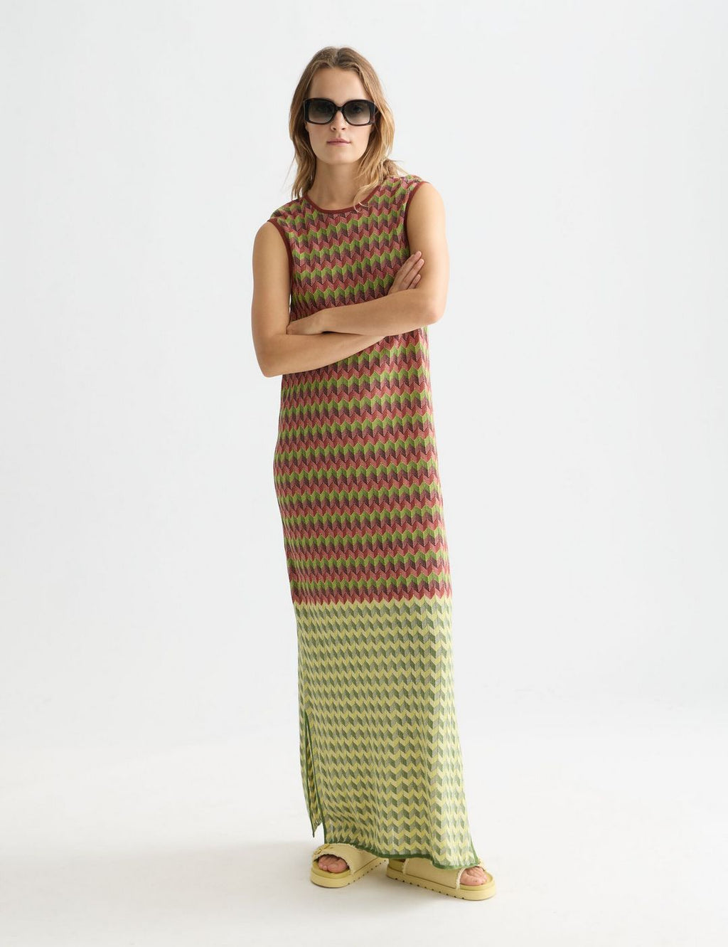 Robe Chevron Knitted Maxi - Burnt Henna
