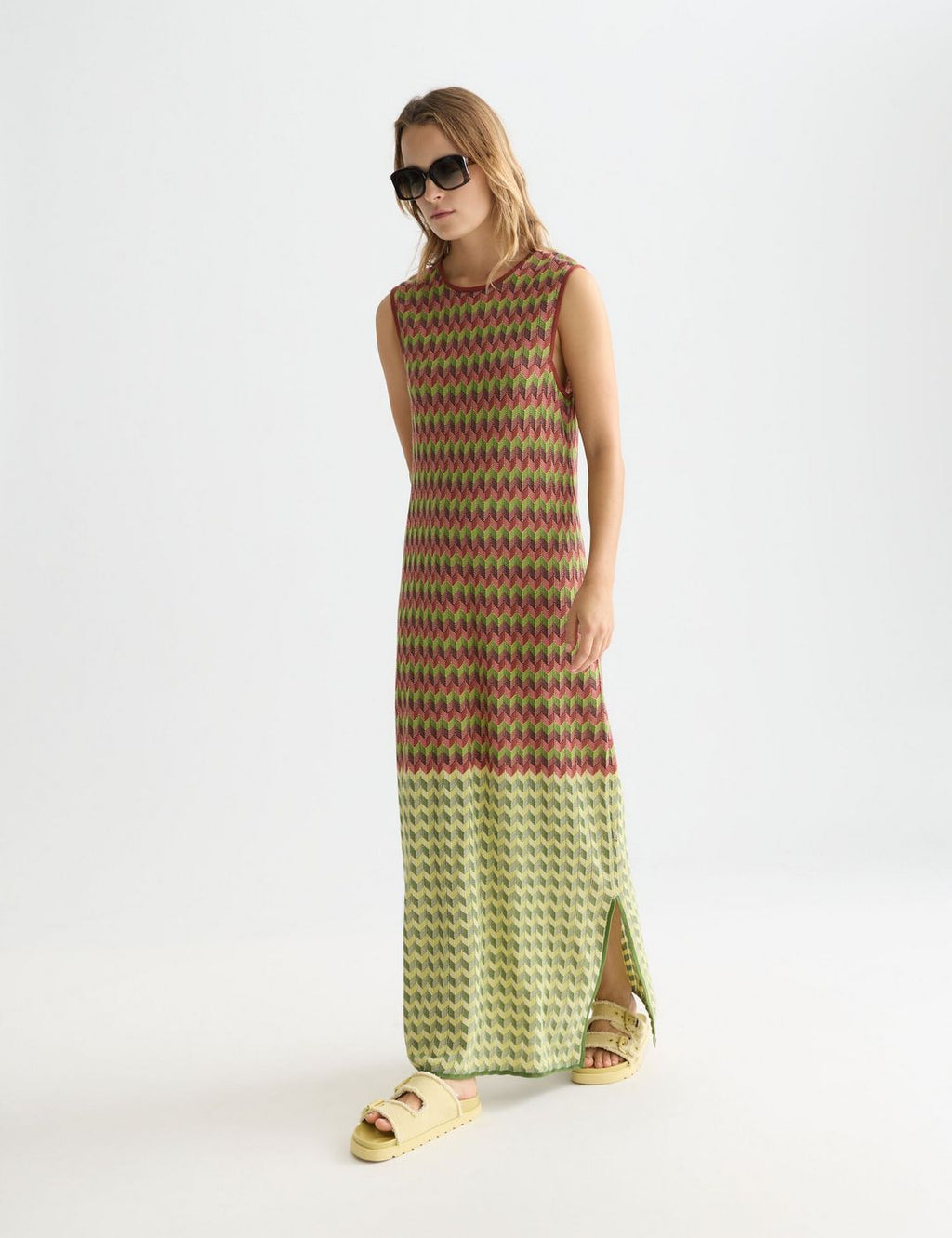 Robe Chevron Knitted Maxi - Burnt Henna