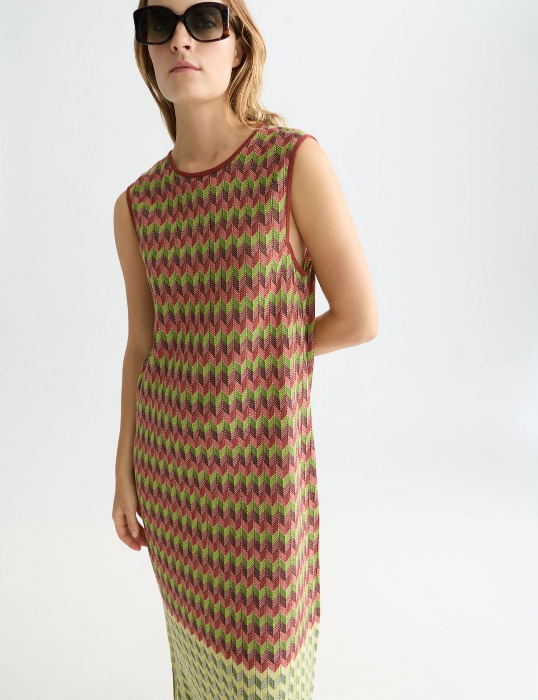 Robe Chevron Knitted Maxi - Burnt Henna