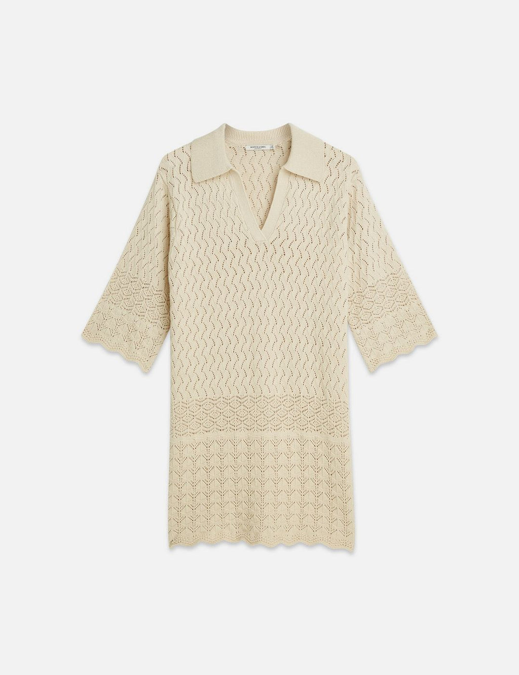 Robe Pointelle Stitch Knitted Short Tunic - Fog
