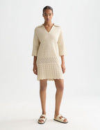 Robe Pointelle Stitch Knitted Short Tunic - Fog