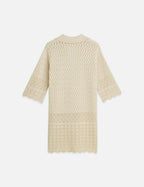 Robe Pointelle Stitch Knitted Short Tunic - Fog