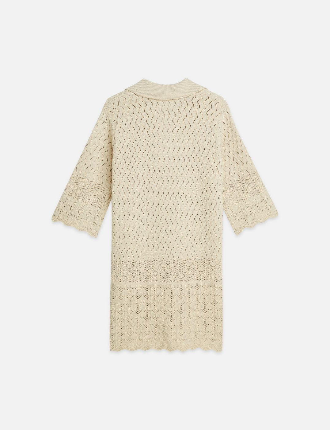 Robe Pointelle Stitch Knitted Short Tunic - Fog