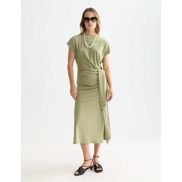 Robe Knotted Relaxed Midi - Oil Green