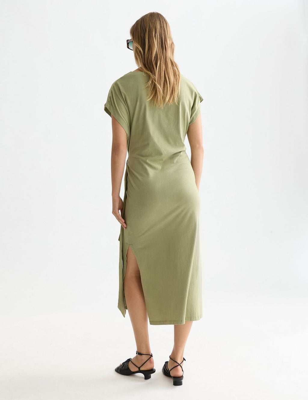 Robe Knotted Relaxed Midi - Oil Green