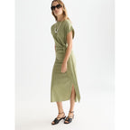 Robe Knotted Relaxed Midi - Oil Green