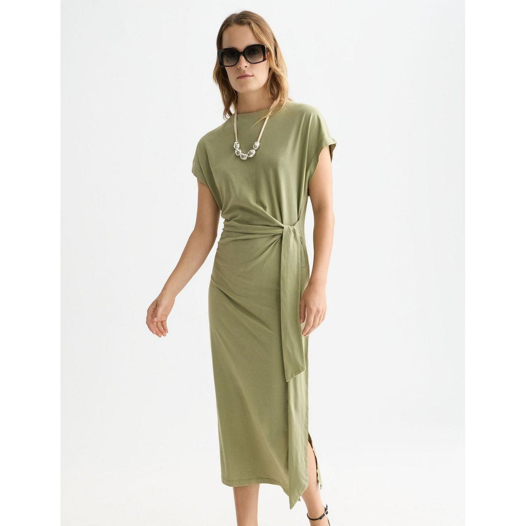 Robe Knotted Relaxed Midi - Oil Green