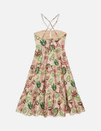 Robe Cotton Seersucker Keyhole Halter Midi - Desert Floral Canyon Clay