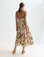 Robe Cotton Seersucker Keyhole Halter Midi - Desert Floral Canyon Clay