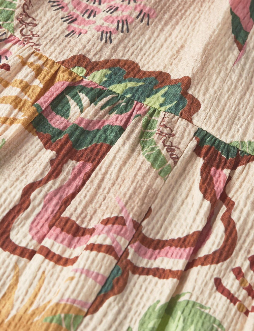 Robe Cotton Seersucker Keyhole Halter Midi - Desert Floral Canyon Clay