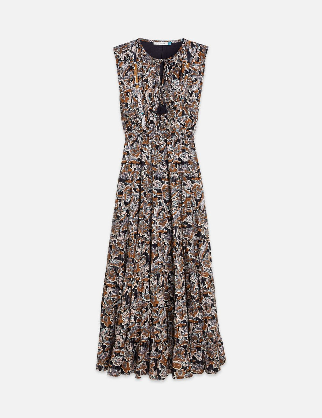 Printed Tiered Maxi Dress - Lucky Bandana Multi Meteorite