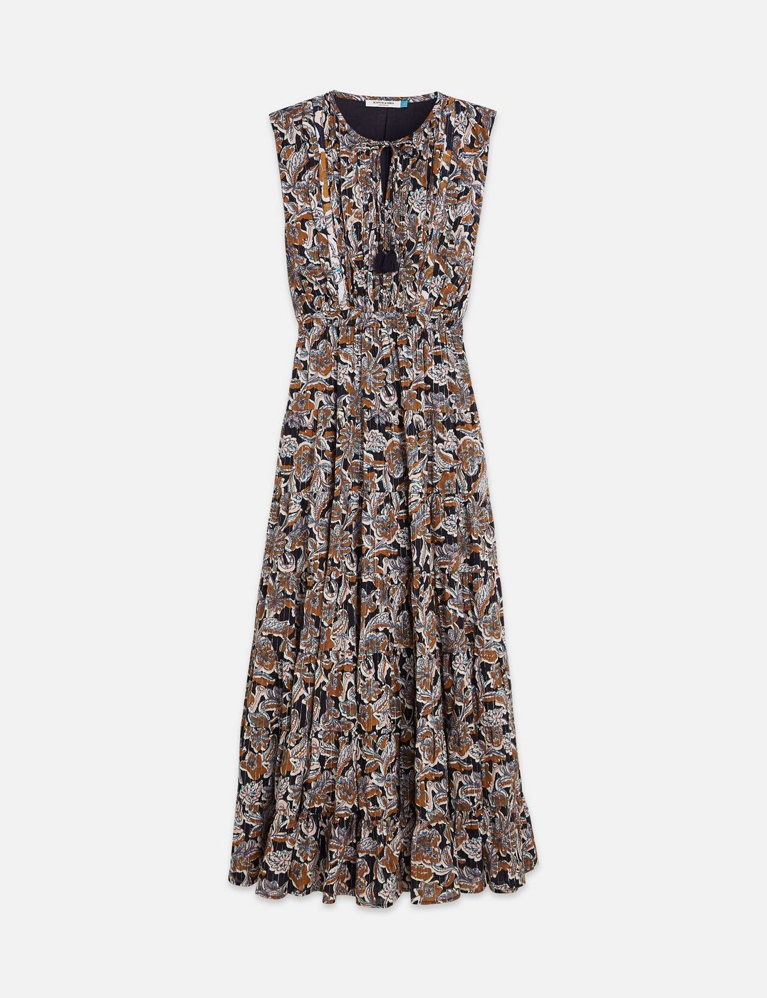 Printed Tiered Maxi Dress - Lucky Bandana Multi Meteorite