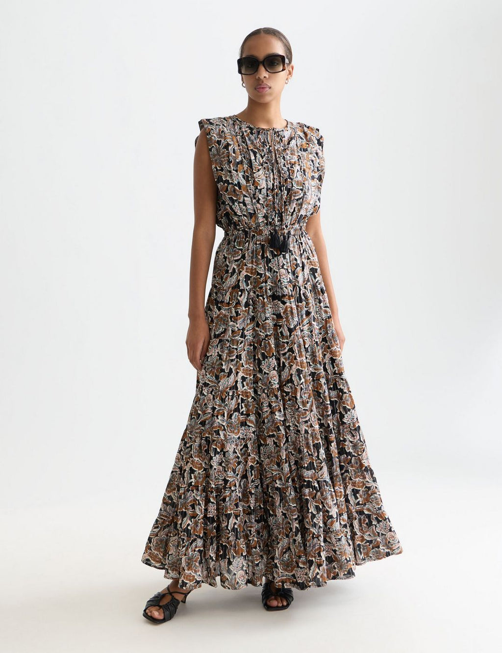 Printed Tiered Maxi Dress - Lucky Bandana Multi Meteorite