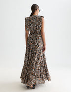 Printed Tiered Maxi Dress - Lucky Bandana Multi Meteorite
