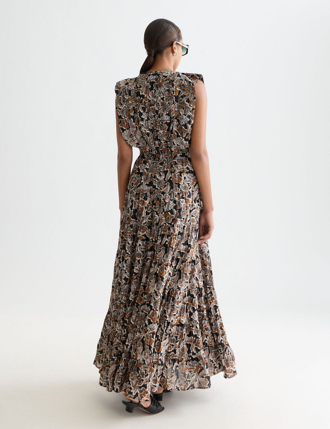 Printed Tiered Maxi Dress - Lucky Bandana Multi Meteorite