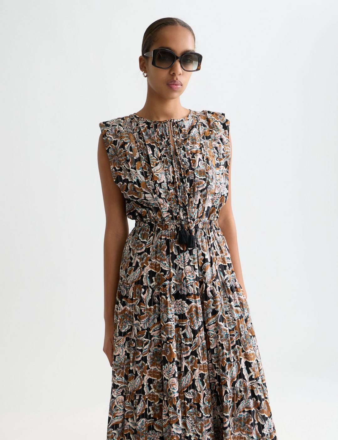 Printed Tiered Maxi Dress - Lucky Bandana Multi Meteorite