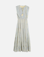 Printed Tiered Maxi Dress - Cactus Stripe Placed Raffia