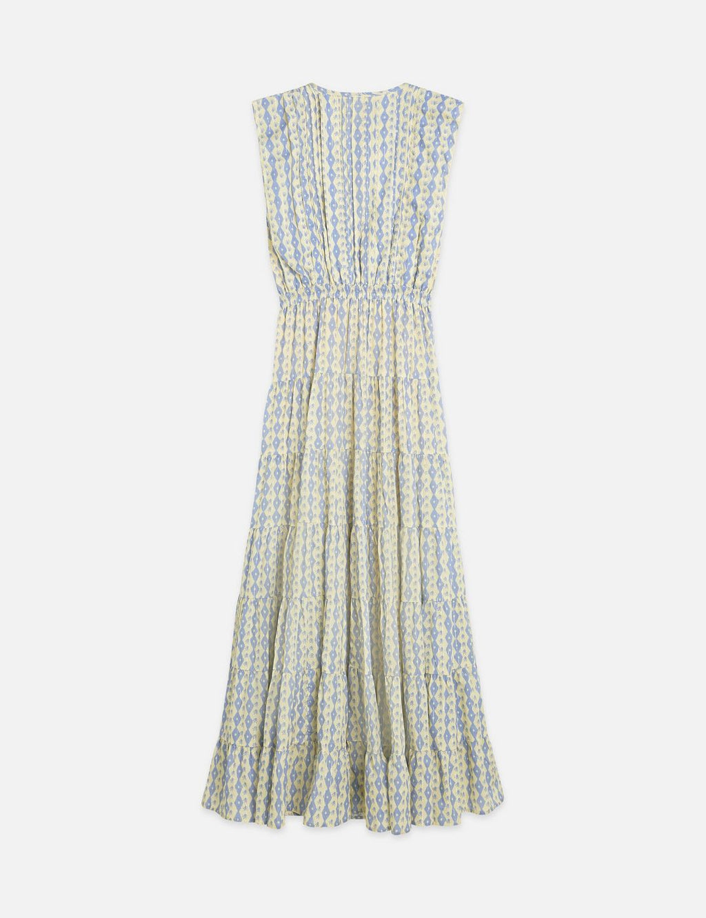 Printed Tiered Maxi Dress - Cactus Stripe Placed Raffia
