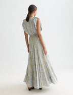 Printed Tiered Maxi Dress - Cactus Stripe Placed Raffia