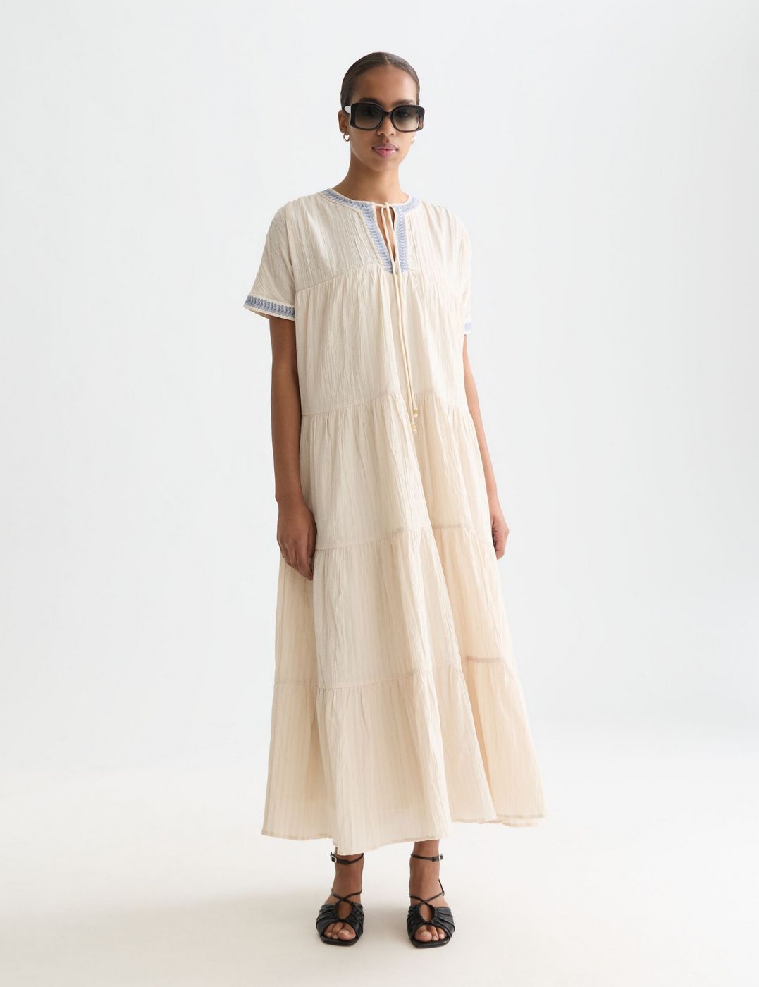 Robe Cotton Crepe Ankle Length - Fog