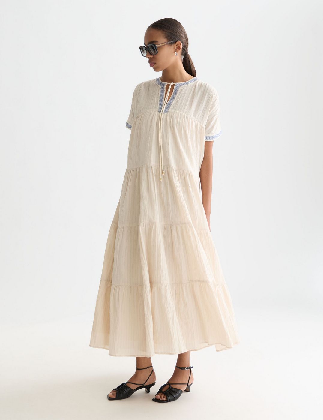 Robe Cotton Crepe Ankle Length - Fog